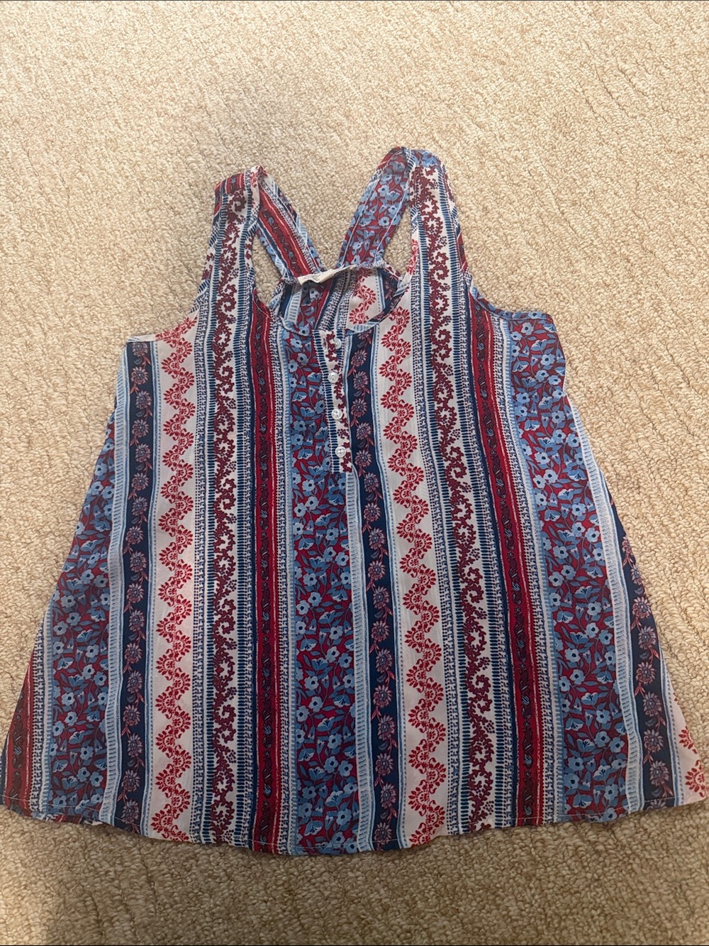 Pink Rose Red, Blue and White Striped Tank